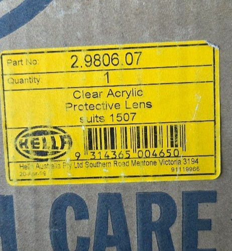 Hella Clear Acrylic protective Lens 2.9806.07 . Suit Rig 220 Driving light NOS