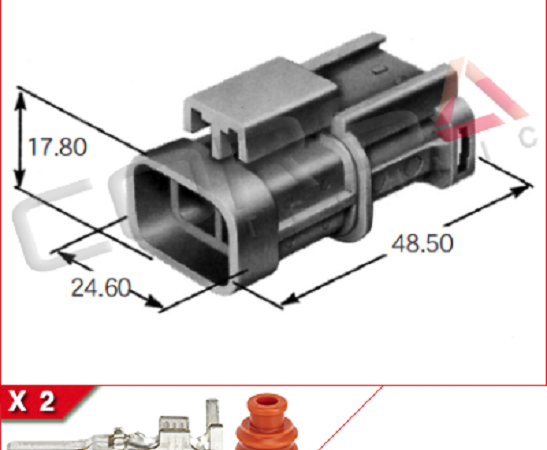 Yazaki 7122-6224-40 Male Connector 1 way 58 Series, Sealed, Gray Suit Subaru