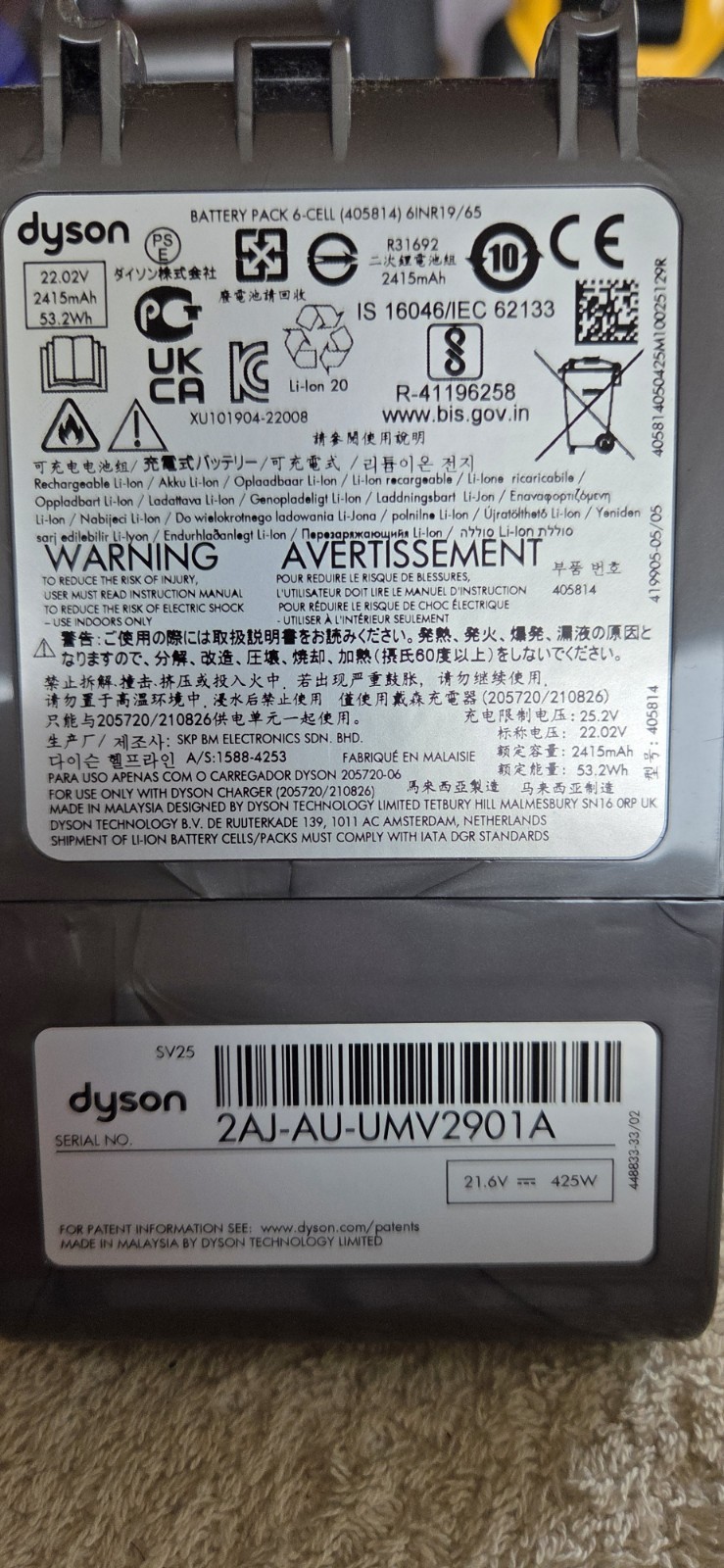 Dyson V8 Genuine Battery , Charger And Charging Dock . - Image 3