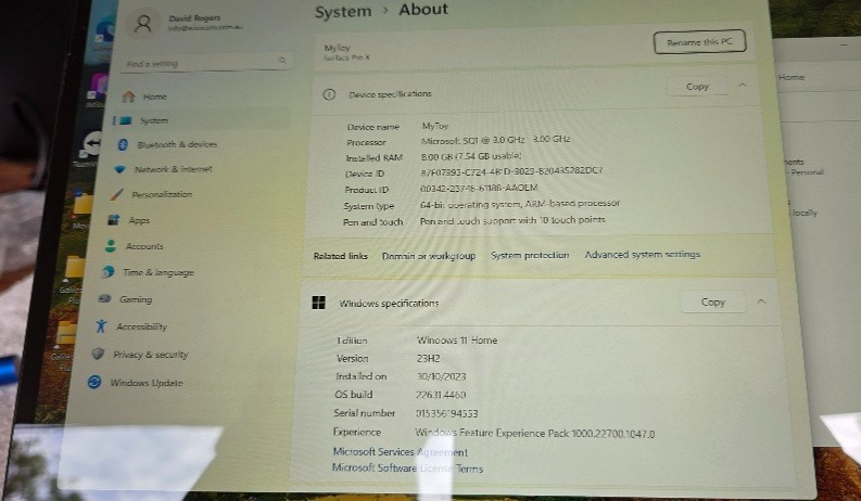 Microsoft Surface Pro X (SQ1, 8GB RAM, 128GB SSD) Like New - Image 9