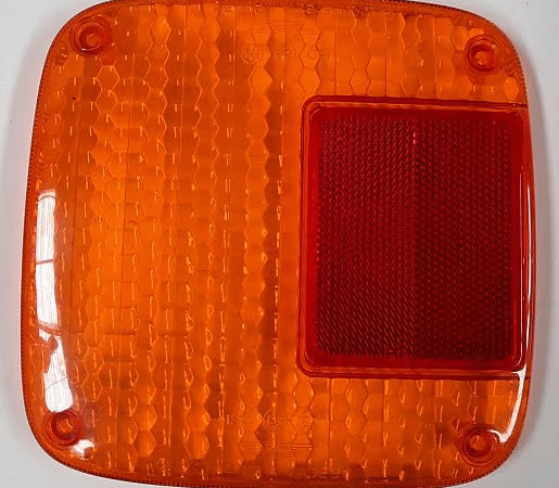 REAR LAMP - LENS - AMBER W/RED REFLECTOR - HINO MCR/MBS/SH/MSH 1984-93 NOS