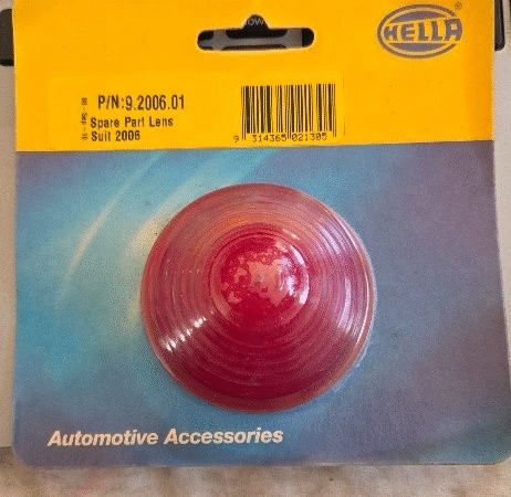 Lens - Hella 9.2006.01 - RED - For 2006 Clearance Lamp NOS