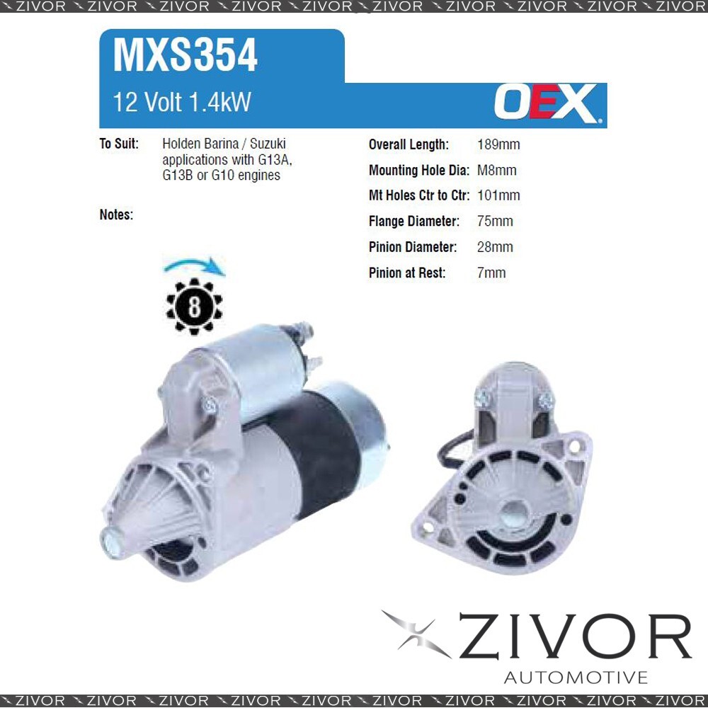 OEX Starter Motor 12V 8Th CCW (Mitsubishi Style) MXS250 - Image 3
