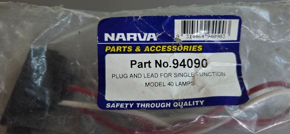 Narva 94090 x 1 ,Plug and Lead for Single Function Model 40 Lamps NOS - Image 3