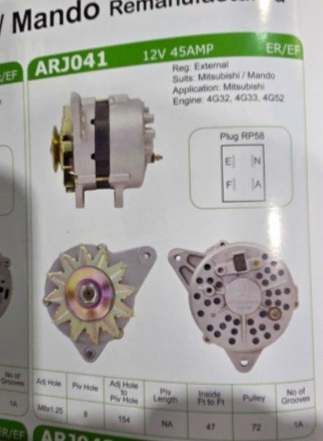 OEX Alternator 12V 45Amp Mitsubishi Style ARJ041 Galant Lancer Sigma NOS - Image 5