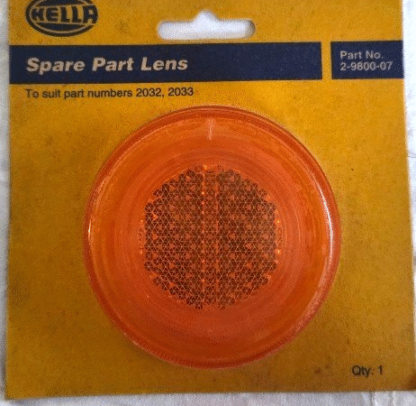 LENS Hella 2.9800.07 - AMBER Side Marker to suit Hella 2032 - 2033 NOS