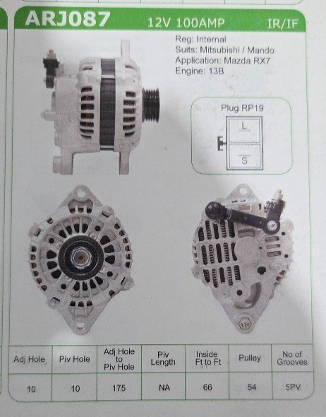 MXA247 Alternator 12V 100Amp Mitsubishi Style RXA269 Mazda RX7 Engine 13B - Image 3