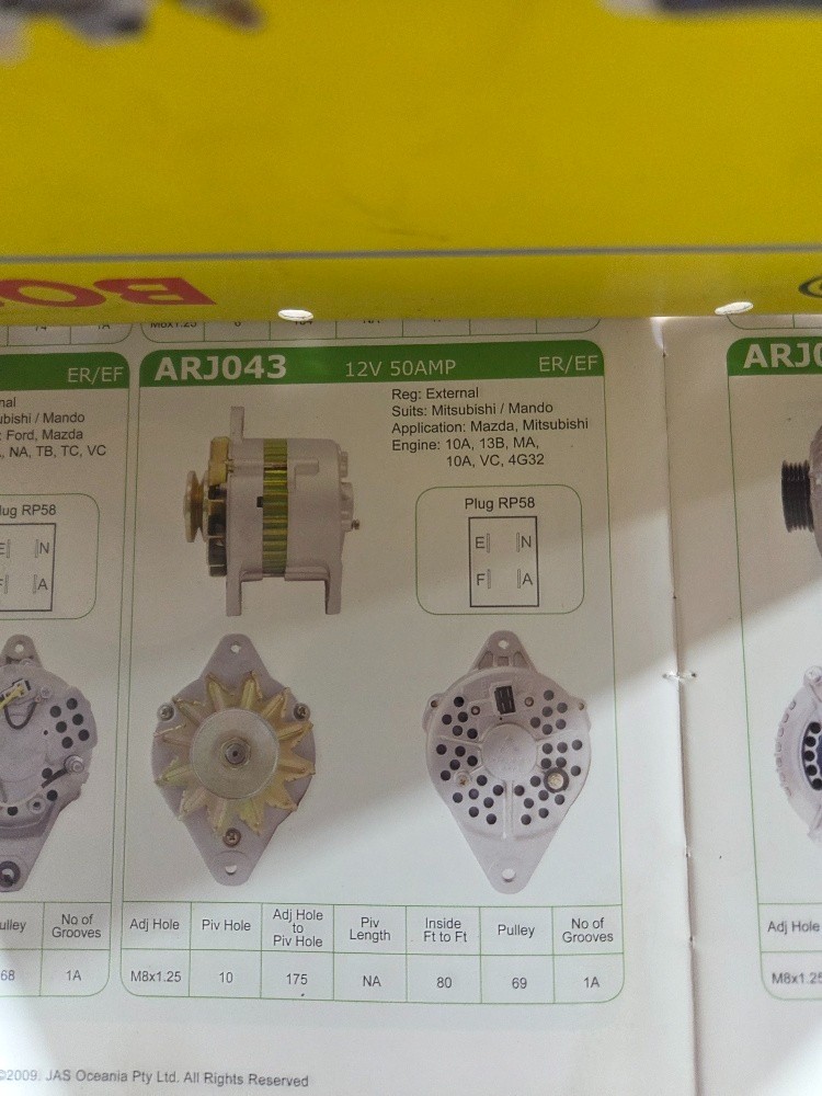 RXA Reman Alternator 12V 50A SUITS MAZDA, MITSUBISHI ENG 10A, 13B, MA, VC, 4G32 - Image 3