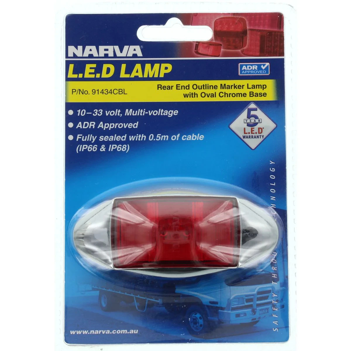 Rear Marker Light Red LED LAMP 9 to 33V - Narva 91434CBL