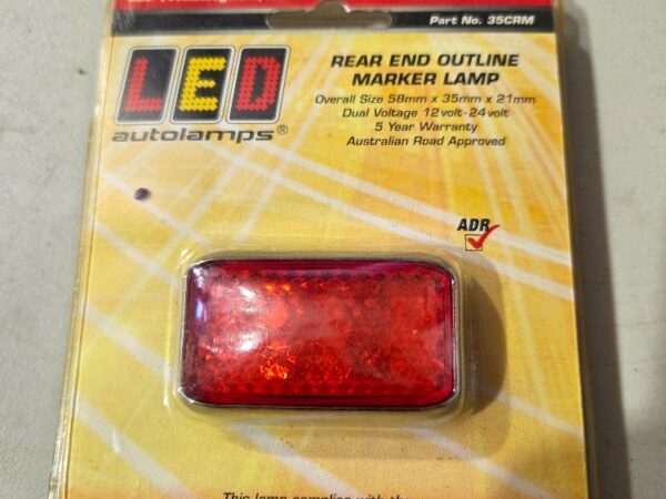 LED Autolamps Chrome Series Rear Marker with 30cm Cable Red 58x35x19mm 10-30V 35