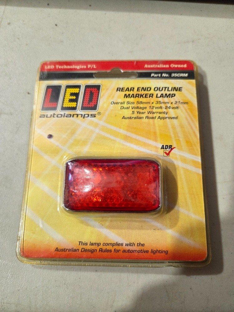 LED Autolamps Chrome Series Rear Marker with 30cm Cable Red 58x35x19mm 10-30V 35