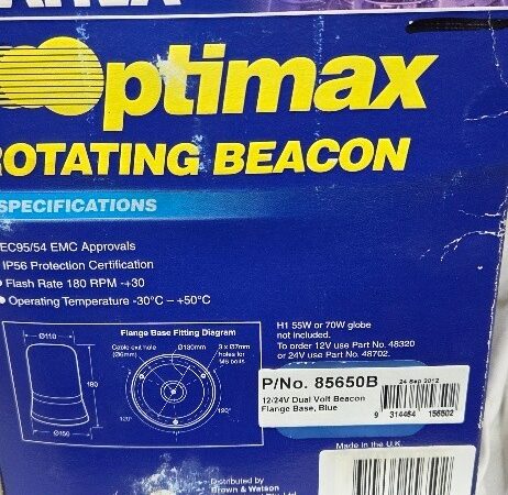 Narva 85650 Optimax Rotating Beacon Flange Base 12/24 Volt NOS