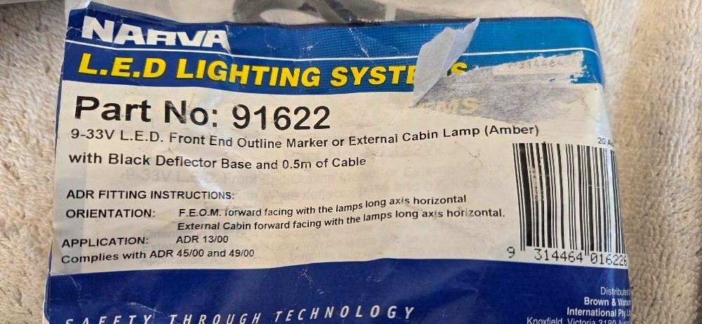 Narva 91622 LED Front outline Marker Lamp (AMBER) NO base NOS