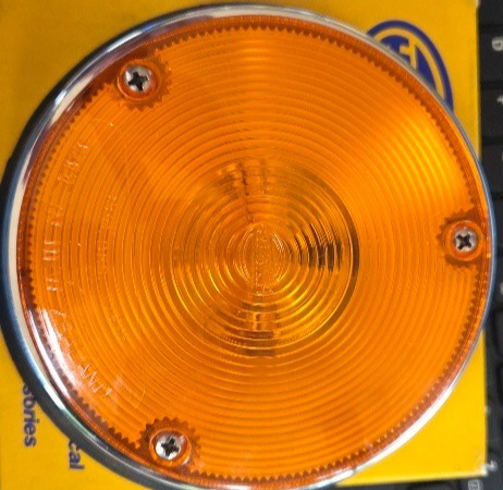 2136 Hella Indicator Lamp, Amber Chrome Rim NOS