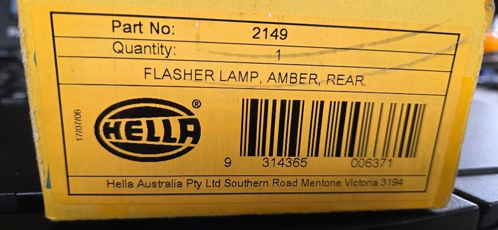 2149 Hella Flasher Lamp, Amber Rear NOS - Image 4