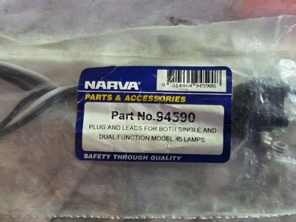 NARVA 94590 Plug and Leads For Both Single and Dual Function model 45 Lamps