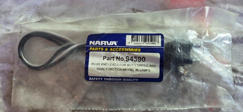 NARVA 94590 Plug and Leads For Both Single and Dual Function model 45 Lamps