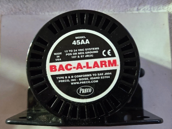 Preco 45AA BAC-A-LARM Back Up Alarm Beep Tone 107 & 87 dB NOS